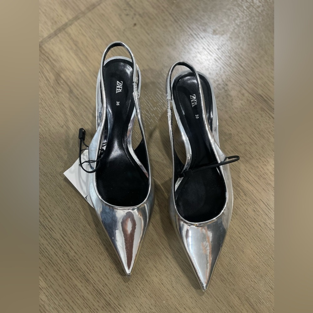 Zara Summer Pointy Silver Stiletto Heels for Women